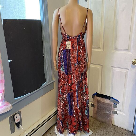 Women Bohemian Maxi Dress M Sexy Cut Out Babydoll Cottagecore Romantic Coastal - Picture 8 of 14